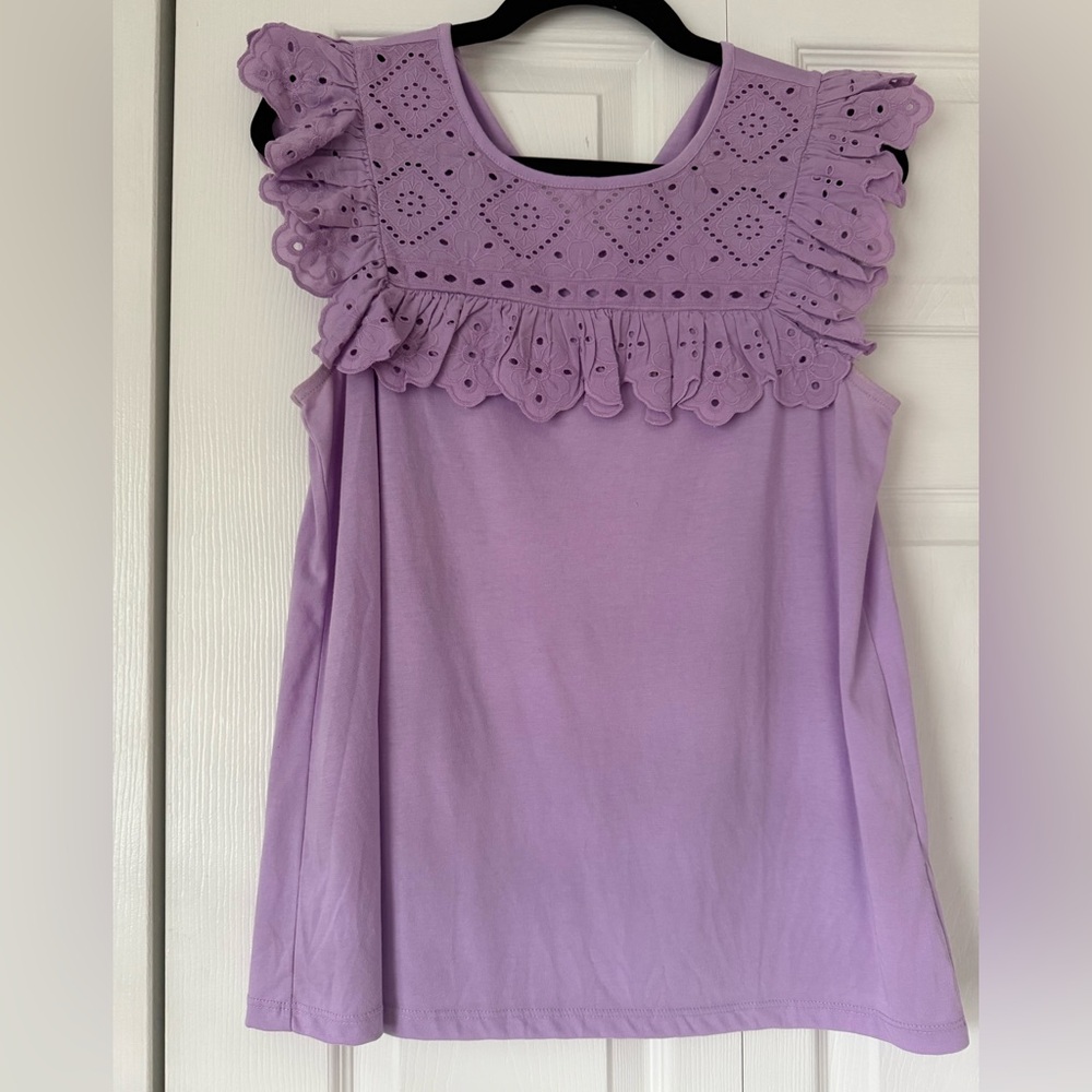 Lilly Pulitzer Lilac Eyelet Ruffle Blouse